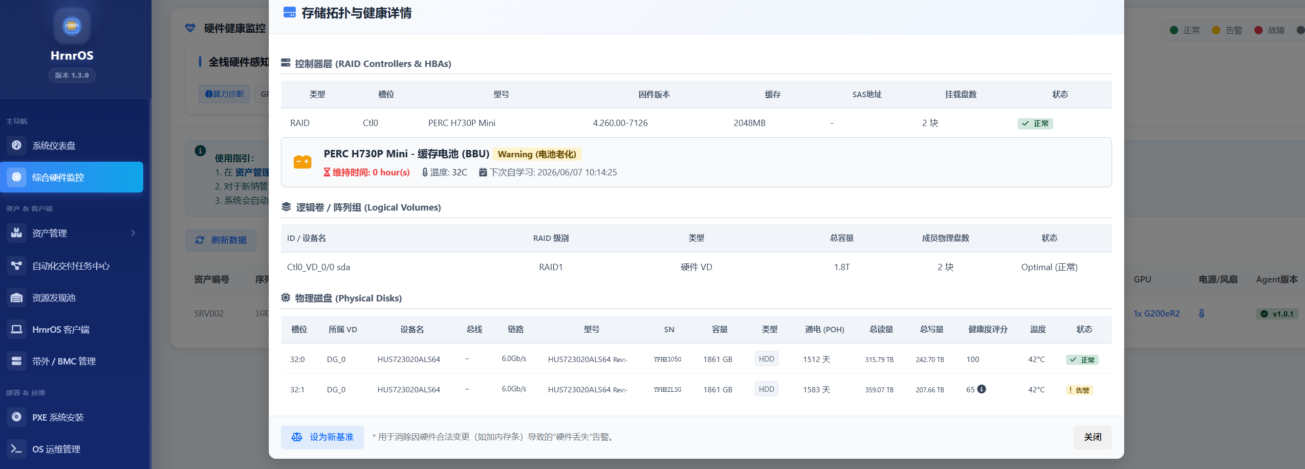 硬盘，RAID卡健康评分